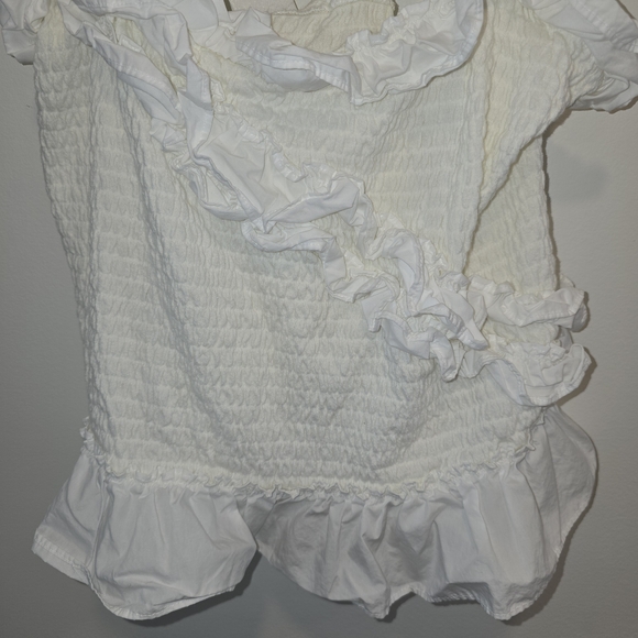 Anthropologie White Ruffled Tank Top Size Xl Preloved In Great Condition - Picture 2 of 7